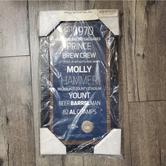 MLB Milwaukee Brewers Subway Sign Wall Art with Authentic Dirt from Miller Park - Picture 2 of 3
